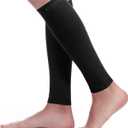 BSERA Calf Compression Sleeve Women, 2 Pairs 15-20mmHg Calf Support Footless Compression Socks Stockings for Shin Splints, Varicose Veins, Recovery (Black, Large)