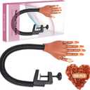 Practice Hand for Acrylic Nails,100 Pcs Nail Tips Flexible Training Hand Professional Nail Art Hand Tools Adjustable False Finger Nails for DIY Nail Manicure