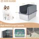 Stainless Steel Cat Litter Box with Lid, Covered Litter Box for Large Cats, 16" High Sides Enclosed Cat Litter Boxes, Extra Large Litter Box with Grey Lid, XL Metal Litter Pan, Easy to Clean