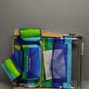Tommy Bahama 5-Position Classic Lay Flat Folding Backpack Beach Chair, Blue and Green Stripe, 23" x 25.25" x 31.5"