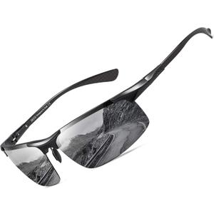 DUCO Mens Sunglasses Polarized Sports Fishing Running Driving Carbon Fiber Sunglasses for Men UV400 Protection DC8277 (Black Frame Grey Lens)