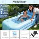 Anfrere Portable Inflatable Bathtub with Electric Air Pump, Foldable Freestanding Tub, Built-in Water Pillow & Back Support, Cup Holder, Insulated PVC, Includes Repair Patches for Indoor/Outdoor Use, 63"L x 33"W x 25.2"H