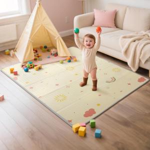Mallify Baby Play Mat, 50''x50'' Foldable Foam Playmat for Floor, Reversible Activity Play Mat for Playpen, Edge Reinforcement Waterproof Crawling PlayMats for Babies, Infants and Toddlers