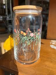 Yipaidel Grandma Rainbow 16oz Glass Tumbler with Bamboo Lid & Straw, Beer Can Shaped Iced Coffee & Drinking, Inspirational Sunshine Gifts for Mom, Wife, Best Friend - Christmas, Birthday Presents