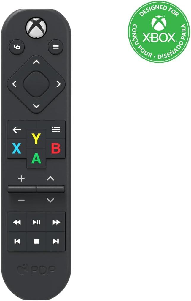 PDP Solis Xbox Gaming Media Remote Control for TV - Fully Licensed by Microsoft for Xbox Series X|S, Xbox One, Solar Powered Rechargeable Battery, Compact Navigation Toggle, Black