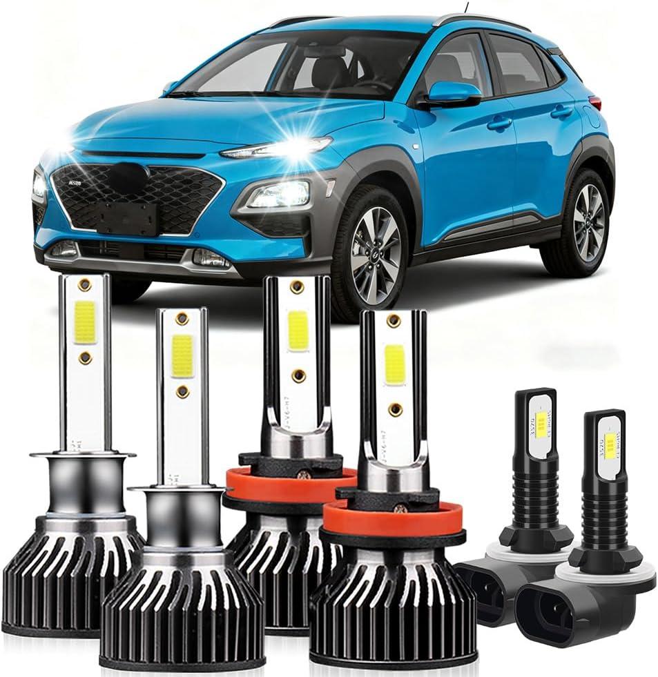 For Hyundai Elantra 2007-2013 Lights Bulbs, High Low Beam Fog Light, 6PCS | 800% Brightness, 30000LM Super Bright 6000K White, With Cooling Fan, Plug and Play