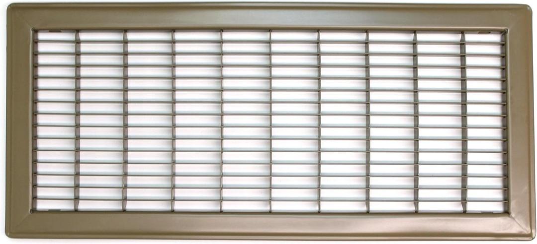8" X 20" Floor Grille - Fixed Blades Air Grill - Brown [Outer Dimensions: 9.75 X 21.75]