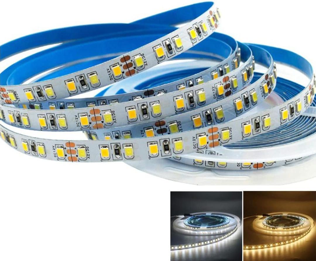 DC12V SMD2835 CCT Double Color Temperature LED Strip 120leds/m Dual White Color CCT Temperature Adjustable Flexible