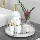 10" Oak Wood Bathroom Tray for Counter, Vanity Tray for Perfume Lotion Candle Makeup Jewelry Sink Soap Holder Turntable Dresser Organizer Countertop Coffee Table Decor Organization and Storage Silver (Sliver White)