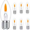 C35E26 Flame Bulbs 6-Pack - Standard Medium Base (E26, Not Candelabra E12), 2 Mode Flickering LED 1800K, Non-Dimmable for Halloween/Christmas Porch & Home Decor