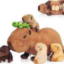 5 in 1 Capybara Plush, 14.2" Capybara Stuffed Animal with Babies Inside, Mommy Stuffed Capybara Plushies Pillow Toys with 4 Baby Capibaras Peluches for Kids Christmas Birthday Gifts Party Favors