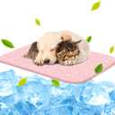 NWK Pet Cooling Mat Ice Silk Mat for Dogs & Cats Portable & Washable Pet Cooling Blanket, Car Seats, Beds for Summer (Small (20'' x 16'' x 0.3''), Pink Cat)