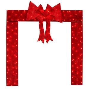 Pre-Lit LED Lighted Christmas Doorway Arch Festive Door Decoration with Bow