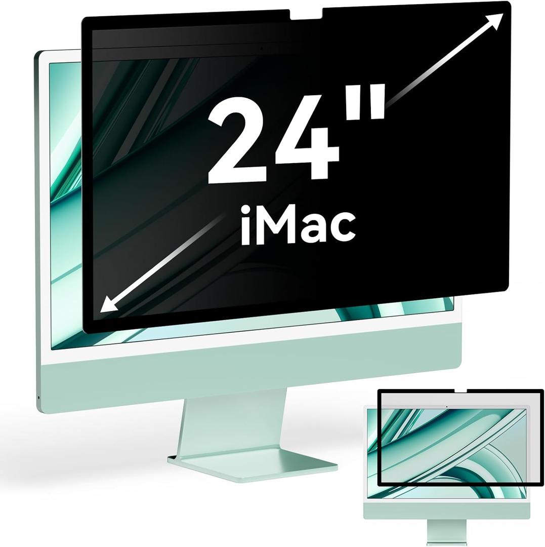 Privacy Screen for iMac 24 Inch 2021-2024 Destop Computer Monitor, Anti Glare Blue Light Filter Shield, Upgraded Anti Spy iMac Privacy Protector