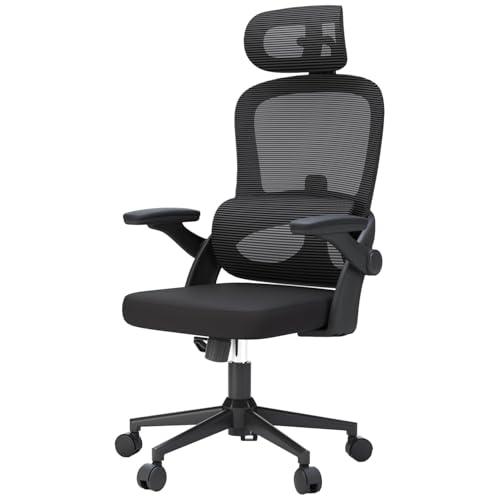 SIHOO Ergonomic Office Chair, Office Chair with Up&Down Lumbar, High Back Home Desk Chair with 3D Armrests, Computer Chair with Adjustable 2D Headrest, Tilt Function Black