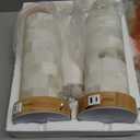 27" Alabaster and Wood Table Lamp Set of 2 with Night Light Nightstand Lamps with USB Ports White Linen Fabric Shade Bedside Lamp Decor for Living Room Bedroom Home Office Hotel Bar House 