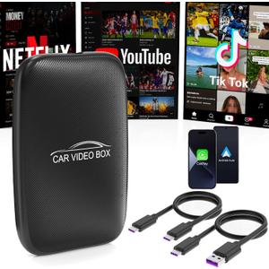 CarPlay AI Box 2026 UpgradedWireless CarPlay & Android Auto Adapter, Magic Video Box Support YouTube,TF Card,Wired-to-Wireless Conversion, Plug and Play carplay adapter for IOS10+/Android 11+
