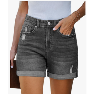 LookbookStore Jean Shorts Womens Stretchy High Waisted Ripped Denim Shorts with Pockets Trendy Distressed Cut Off Shorts, Size -XL