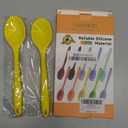 GEEKHOM Silicone Cooking Spoons, 4 Pieces 8" Heat Resistant Silicone Kitchen Utensils Set Serving Stirring Spoons for Non Stick Cooking, Mixing, Basting, Baking,  Color: Yellow