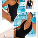 SHAPELLX Women's One Piece Swimsuit Tummy Control Ruched Full Coverage Bathing Suit V Neck Slimming Swimwear (S)