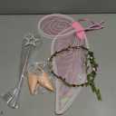 7PCS Fairy Wings Dress Up, Sparkling Sheer Butterfly Halloween Costume Angel Wings for Kids Girls Women (Black)