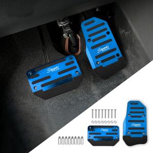 2PCS Non-Slip Car Pedal Covers, Premium Aluminum Alloy Gas and Brake Pedals Covers for Safe Driving, Automatic Transmission Pedal Covers Replacement Kit, Universal Car Accessories for Most Car (Blue)
