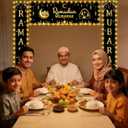 LED Ramadan Mubarak Banner Decorations Eid Mubarak Lights Banner
