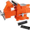 PONY Heavy Duty Bench Vise, 5-inch Jaw Width 4-inch Opening, Swivel Base With Anvil, Utility Combination Pipe Home Vise for Woodworking, One-Pair Jaw Pad Included