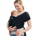 Momcozy Baby Carrier AirMesh - The Perfect Summer Sling for Newborns to Toddler 8-35 lbs - Cooling Fabric Baby Wrap, Hands Free, Lightweight and Ergonomic, Black (Air Mesh-Black)