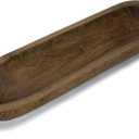 Wooden Decorative Farmhouse Dough Bowl Hand Carved Centerpiece (20 x 6 x 2 inches)