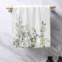 Spring Green Leaves Flora Hand Towels for Bathroom Set of 2, Eucalyptus Branches Soft Highly Absorbent Face Towel, Microfiber Hand Towels for Kitchen Bath Dish Towels Hotel Spa Gym Home Decorations