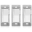 BESTTEN Pack of 3 Slide Dimmer Light Switch, Quiet Rocker, Super Slim Single Pole or 3 Way Dimmable Switch, Max 300W LED, CFL, 600W Incandescent, ETL Listed, White