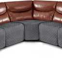 Ruaozz Extra Large Recliner Sectional Couch Covers, Waterproof Couch Cover for Reclining L Shape Sofa 5 Seat Reclining Sectional Couch Covers with Pockets (L Shape 5 Seat Recliner Cover Dark Grey)