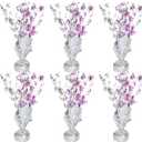 Gyufise 6 Pack Metallic Foil Spray Centerpiece Snowflake Table Decoration Burst Table Centerpieces Table Decor for Winter Wonderland Birthday Wedding Anniversary Holiday Party Supplies Pink Silver