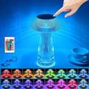 Crystal Diamond Rose Table Lamp, Remote and Touch Control Nightstand Lamps, 16-ColorLED Night Light, Bedside Lamps (I)