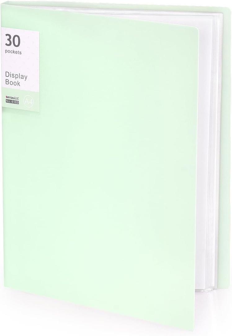 Tamaki Portfolio Binder with Plastic Sleeves, Pocket Portfolio Folder with Clear Sheet Protectors, Display 60 Pages Book, Presentation Book for Artwork, Document Organizer, 1 Pack (Green)