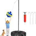 Tetherball Set with Base - Outdoor Portable Tetherball Set with Balls/Pump/Cord/Stakes/Heavy Duty Poles, Family Fun Outdoor Activity Tetherball Set for Outdoor Backyard Lawn Beach