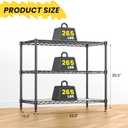 3-Tier Storage Shelves 795LBS Metal Shelving Unit, Adjustable Wire Rack Small Shelf Organizer with Shelf Liners for Kitchen Pantry Office Closet Garage 24" W x 14" D x 30.5" H Black