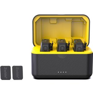 Zwide M1 Plus(2nd Gen)+C1M Professional Portable Wireless Microphone System with Charging Case and Magnetic Clip, 2 Person Compact Digital Lapel Mic with 3 Level Noise Cancellation, Stereo for Camera