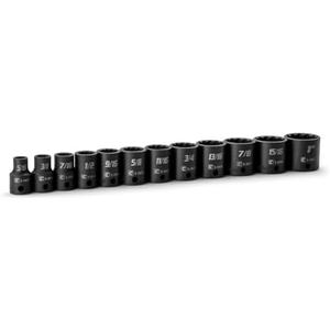 Capri Tools 3/8 in. Drive Shallow Impact Socket Set, 12-Point, SAE, 5/16 to 1 in., 12-Piece