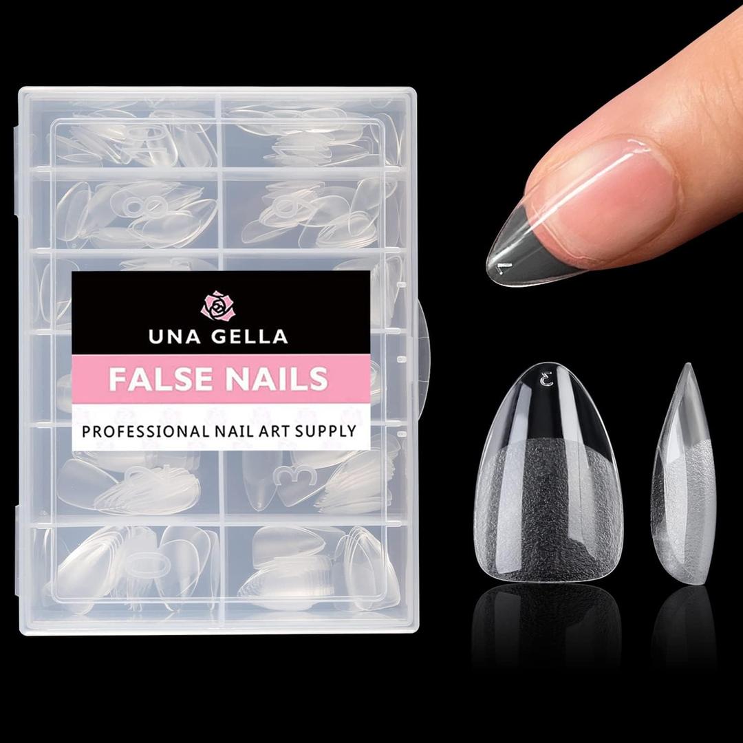 Short Almond Fake Nails 312pcs Press on Nails Pre-shape Gel Nail Tips for Full Cover Acrylic Short Almond Nails False Nails For Nail Extension12 Sizes Gelly Tips