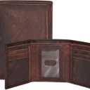 Real Leather Mens Trifold Wallet RFID Blocking Slim Minimalist Front Pocket - Thin & Stylish with ID Window in Gift Box (Vintage Brown-No Box)