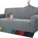 ZNSAYOTX 1 Piece Jacquard Couch Covers for 3 Cushion Couch Living Room High Stretch Sofa Cover Pets Dogs Friendly Anti Slip Thickened Slipcovers Furniture Protector Black