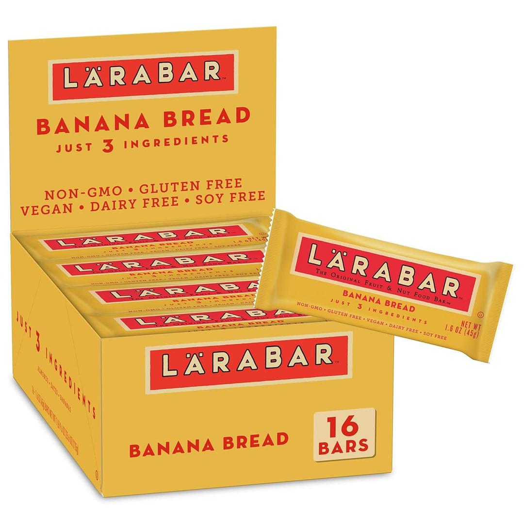 Larabar Banana Bread, Fruit and Nut Bars, 5g Protein, Gluten Free and Vegan, 25.6 oz, 16 Ct (EXP 10/25/26)