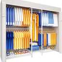 Ulif E12C Heavy Duty Closet Organizer SystemFreestanding Clothing Racks for Hanging ClothesAdjustable Garment Rack 71" W x 16" D x 76.5" H Hold 960 lbsWhite Clothing Rack with White Dustproof Cover