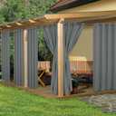 HolidayIdeas Waterproof Outdoor Curtains for Patio, 6 Panels - 54x108 Inches - Weatherproof Privacy Outsides Curtains for Backyard Porch Gazebo, Sunlight & UV Blocking (Grey, Grommet Top)