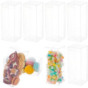 BENECREAT 20PCS PVC Plastic Gift Organiser, 2.75x2.75x7inch Transparent Wedding Gift Boxes for Wedding Birthday Party Chocolates, Sweets, Home Decoration