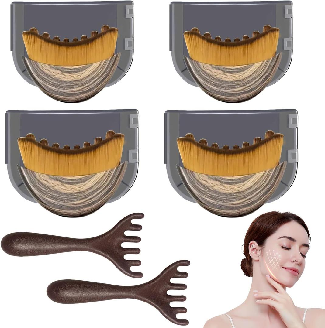 Lymphatic Contour Face Brush, Dry Brushing Face Brush, Lymphatic Drainage Massager for Face, Chin & Jawline Sculpting,Fits to The Skin to Relieve Fatigue (6PCS)