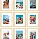 Vittanly 8x10 Picture Frames Set of 9, Shatter Resistant Plexiglass, Display 5x7 Pictures with Mat or 8x10 without Mat, Photo Frames for Wall or Tabletop, Engineered Wood, OAK
