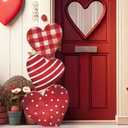 Yerliker 35 inch Valentine's Day Stacked heart for Home Front Porch Decor Wood heart Outdoor Decor Valentine's Day Sign for Yard Front Door Garden Patio Outdoor